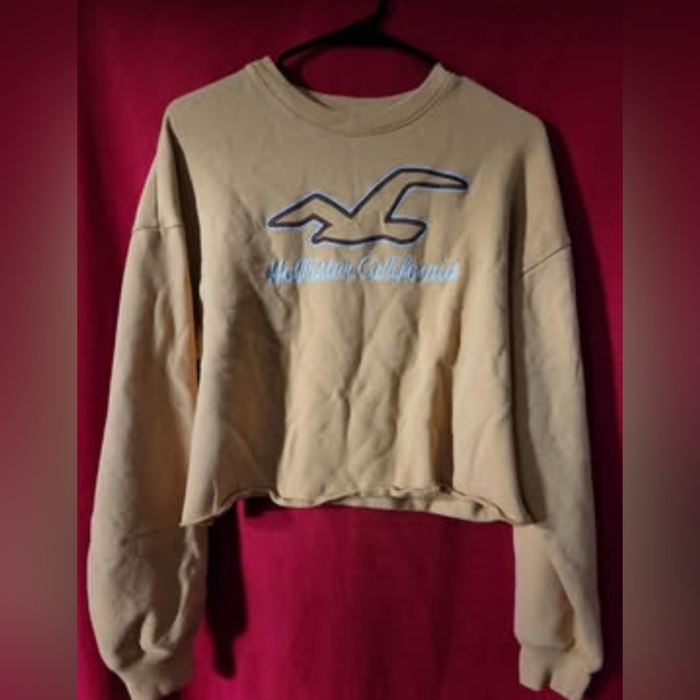 Hollister Top, Women's size Small Yellow California Hollister Crop Sweatshirt